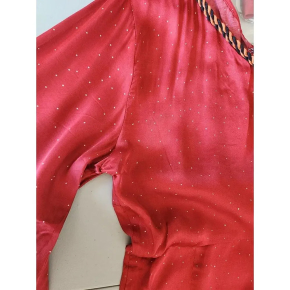 NWD Farm Rio x Anthropologie One-Shoulder Printed Satin Jumpsuit Sz M Red 9D404 - Picture 12 of 13